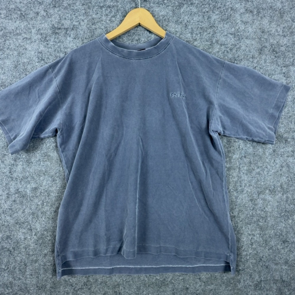 Gramicci T-Shirt Men Medium Gray Vintage Cotton Logo Short Sleeve Textured USA